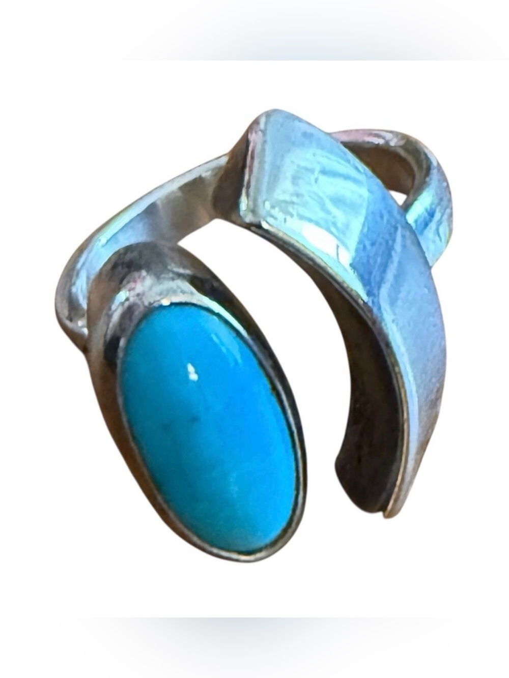 MS Signed 925 Sterling Silver Turquoise Ring Size 6 Arrows Stamped On Band